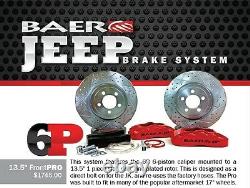 BAER Brake System 13.5 Front PRO 6P Kit Silver / Red for 07-18 Jeep Wrangler JK