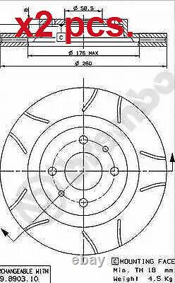 X2 Pcs Front Brake Disc Rotos X2 Pcs Set 09.8903.75 Brembo I