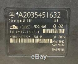 2001 2002 Mercedes C-class Anti Système De Freinage Abs Module De Commande Oem A2035451632