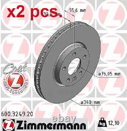 X2 pièces Disque de frein avant Rotos X2 pièces Set 600.3249.20 Zimmermann